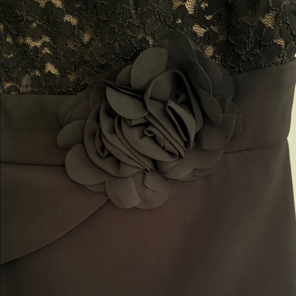 connected apparel Black Lace Tiered Rosette Mini Dress - Picture 3 of 7